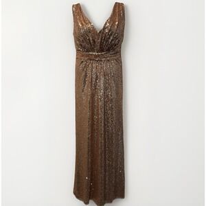 Revelry Bijou Sequin Formal Maxi Dress Gown Rose Gold Size 22 Wedding Reception